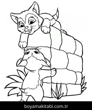 Yavru Kedi boyama sayfası,  coloring page, , Two Kittens Playing Together