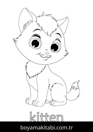 Yavru Kedi boyama sayfası,  coloring page, , Kitten With Big Eyes