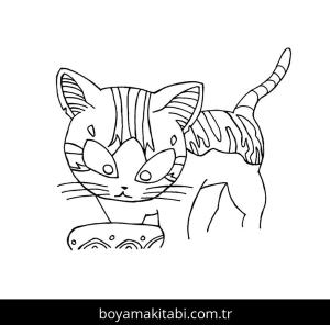 Yavru Kedi boyama sayfası,  coloring page, , Kitten Chi Has Dinner