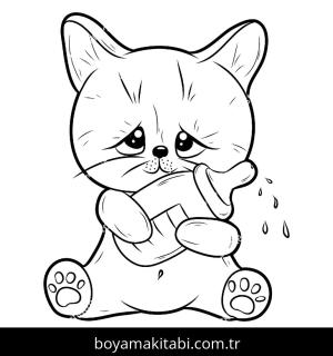 Yavru Kedi boyama sayfası,  coloring page, , Kitten And Bottle Of Milk