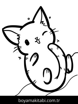 Yavru Kedi boyama sayfası,  coloring page, , Cute Kitten Lying On Its Back Winking