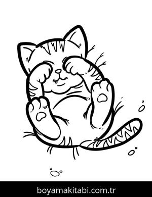 Yavru Kedi boyama sayfası,  coloring page, , Kitten Rubbing His Paws Into Eyes