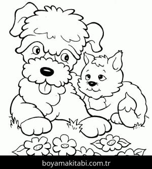 Yavru Kedi boyama sayfası,  coloring page, , Kittens And Dogs With Flowers