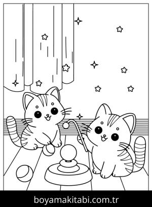 Yavru Kedi boyama sayfası,  coloring page, , Two Kittens