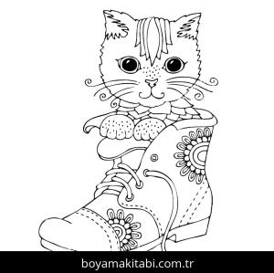 Yavru Kedi boyama sayfası,  coloring page, , Kitten In Boot