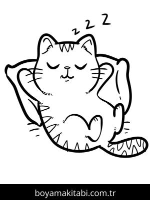 Yavru Kedi boyama sayfası,  coloring page, , Kitten Laying On A Pillow And Snoring