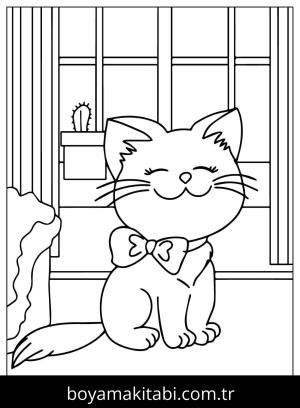 Yavru Kedi boyama sayfası,  coloring page, , Kitten And A Cute Bow