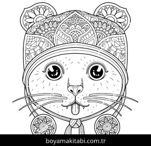 Yavru Kedi boyama sayfası,  coloring page, , Kitten Head Mandala