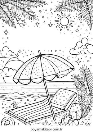 Yaz Mevsimi boyama sayfası – sanatsal çalışma, çocuklar için