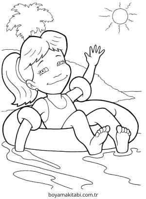 Yaz Mevsimi boyama sayfası – PDF indir, sevimli karakter