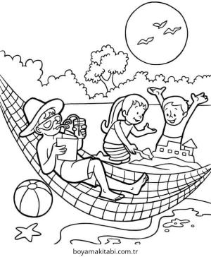 Yaz Mevsimi boyama sayfası – çocuklar için, çizgi film temalı