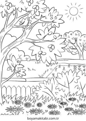 Yaz Mevsimi boyama sayfası – PDF indir, sevimli karakter