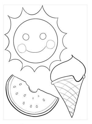 Yaz Mevsimi boyama sayfası,  coloring page, Yaz aylarında Yemek, 