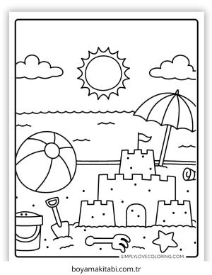 Yaz boyama sayfası – PDF indir, sevimli karakter