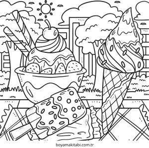 Yaz boyama sayfası – sanatsal çalışma, çocuklar için