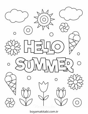 Yaz boyama sayfası – sanatsal çalışma, çocuklar için