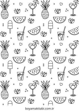 Yaz boyama sayfası – renkli çizimler, okul öncesi