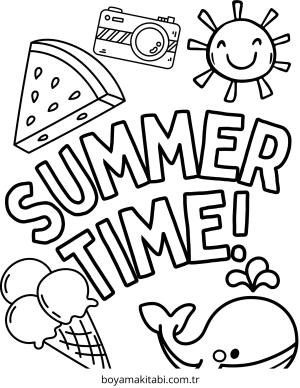 Yaz boyama sayfası – basit çizim, kolay boyama