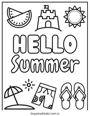 Yaz boyama sayfası – el becerilerini geliştirir, boyama çalışması