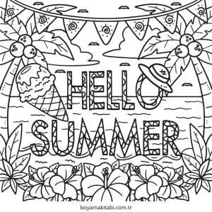 Yaz boyama sayfası – yaratıcılık, eğlenceli etkinlik