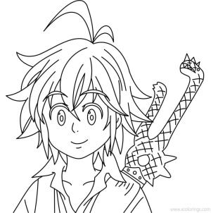 Yedi ölümcül Günah boyama sayfası,  coloring page, Gülümseyen Meliodas, 