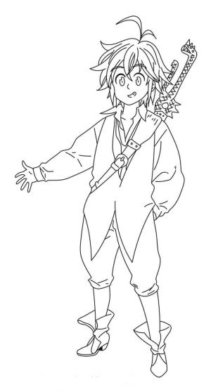 Yedi ölümcül Günah boyama sayfası,  coloring page, Meliodas, Yedi ölümcül Günahın Lideridir, 