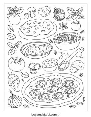 Yemek boyama sayfası – çizgi film temalı, basit çizim