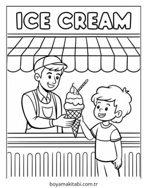 Yemek boyama sayfası – çizgi film temalı, basit çizim