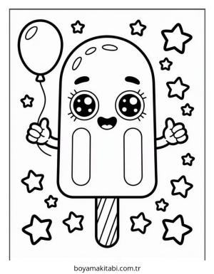 Yemek boyama sayfası – çizgi film temalı, basit çizim