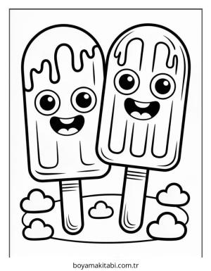 Yemek boyama sayfası – sevimli karakter, sanatsal çalışma