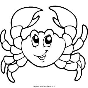 Yengeç boyama sayfası – çizgi film temalı, basit çizim