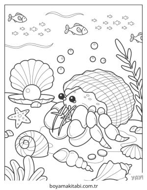 Yengeç boyama sayfası – çizgi film temalı, basit çizim