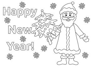 Yeni Yıl boyama sayfası,  coloring page, Noel Baba her eve geliyor, 