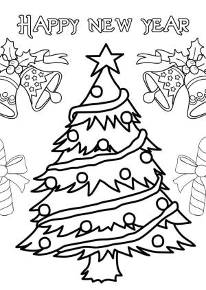 Yeni Yıl boyama sayfası,  coloring page, Parlayan Noel ağacı, 