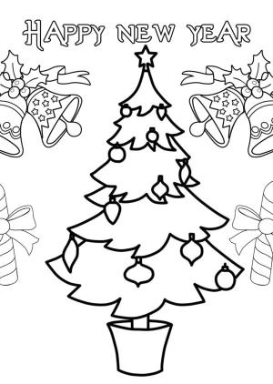 Yeni Yıl boyama sayfası,  coloring page, Yeşil Noel ağacı, 