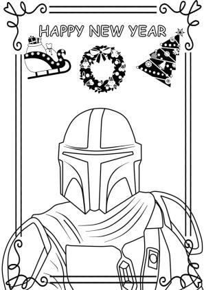 Yeni Yıl boyama sayfası,  coloring page, Ciddi bir stormtrooper da yeni yılı bekliyor, 