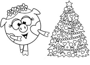 Yeni Yıl boyama sayfası,  coloring page, Ne kadar akıllı bir Noel ağacı!, 