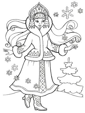 Yeni Yıl boyama sayfası,  coloring page, Kar Kızı, 