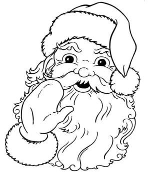 Yeni Yıl boyama sayfası,  coloring page, Noel Baba yakın çekim, 