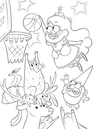 Yerçekimi Düşer boyama sayfası,  coloring page, Prenses Mabel Basketbol Oynuyor, 