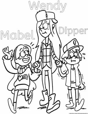 Yerçekimi Düşer boyama sayfası,  coloring page, Wendy, Dipper ve Mabel, 