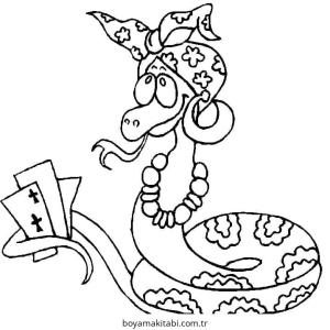 Yılan boyama sayfası – çizgi film temalı, basit çizim