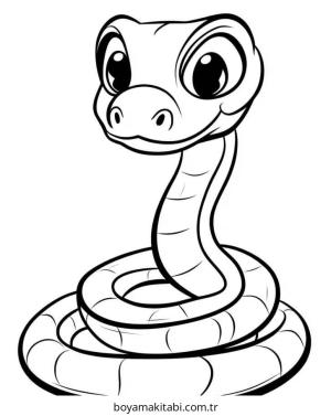 Yılan boyama sayfası – PDF indir, sevimli karakter