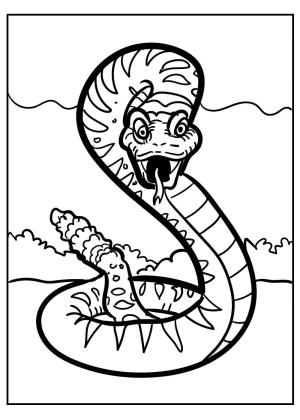 Yılan boyama sayfası,  coloring page, Korkunç Çıngıraklı Yılan, 