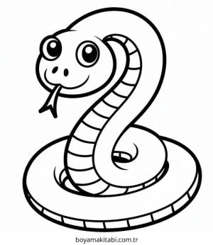 Yılan boyama sayfası – renkli çizimler, okul öncesi