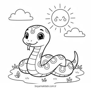 Yılan boyama sayfası – çocuk aktivitesi, PDF indir