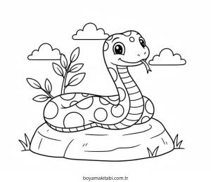 Yılan boyama sayfası – kolay boyama, eğitici aktivite