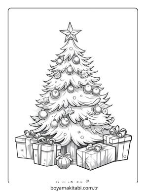 Yılbaşı Ağacı (Noel ağacı) boyama sayfası – evde etkinlik, ücretsiz yazdır