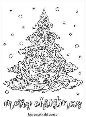 Yılbaşı Ağacı (Noel ağacı) boyama sayfası – çocuklar için, çizgi film temalı