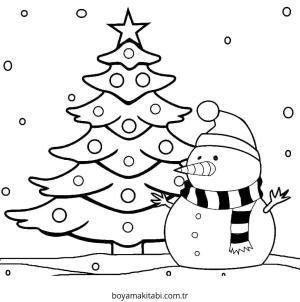 Yılbaşı Ağacı (Noel ağacı) boyama sayfası – çocuklar için, çizgi film temalı